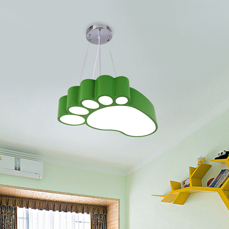 Foot-Shaped LED Chandelier Lighting Fixture, Simplicity Acrylic for Nursery in Vibrant Yellow/Red/Green