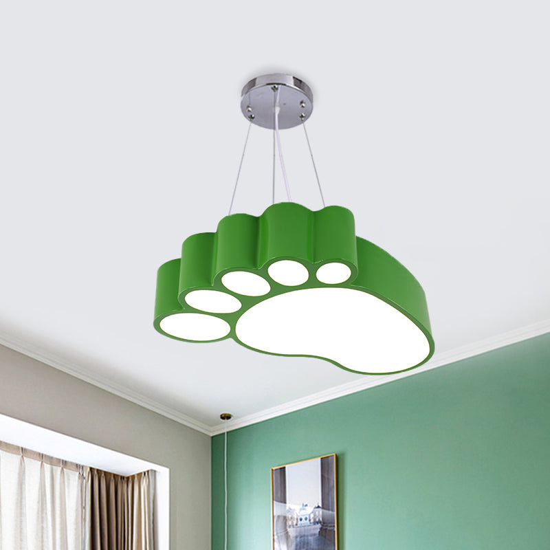 Foot-Shaped LED Chandelier Lighting Fixture, Simplicity Acrylic for Nursery in Vibrant Yellow/Red/Green