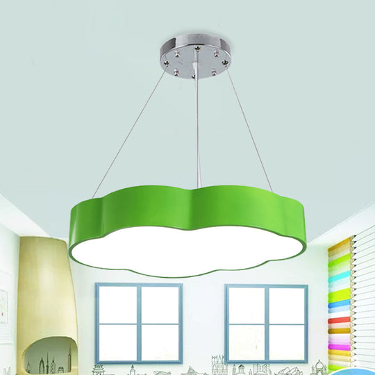 Contemporary LED Cloud Suspension Light in Red/Yellow/Green for Playroom Ceiling