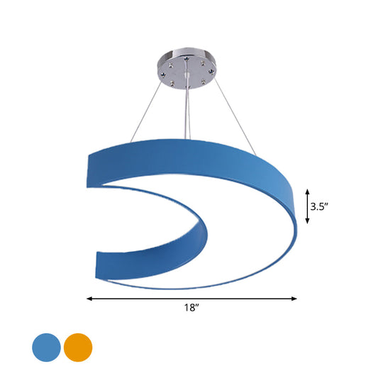 LED Corridor Ceiling Chandelier in Creative Yellow/Blue with Crescent Acrylic Shade