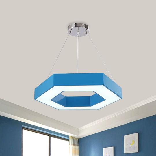 Hexagon Ring LED Chandelier in Vibrant Colors for Kindergarten Down Lighting