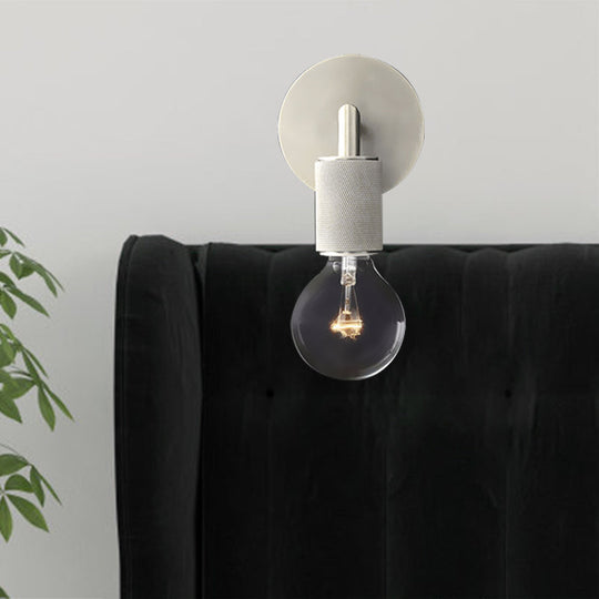 Minimalist Bare Bulb Metal Wall Lighting - 1/2-Light Indoor Sconce Lamp - Black/Brass/Chrome - Square Arm