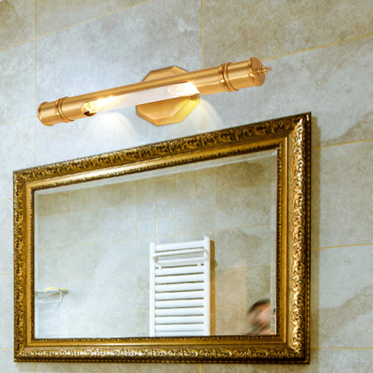 14"/18" Retro Brass Vanity Light, Wall Mounted Metal Sconce with 2 Bulbs for Bathroom Lighting