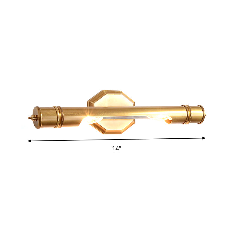 14"/18" Retro Brass Vanity Light, Wall Mounted Metal Sconce with 2 Bulbs for Bathroom Lighting