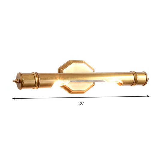 14"/18" Retro Brass Vanity Light, Wall Mounted Metal Sconce with 2 Bulbs for Bathroom Lighting