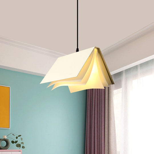 Cafe Pendant Lamp - Book Design, Metal Construction, Single-Bulb, Macaron Ceiling Hang Light in Blue/Pink/Black