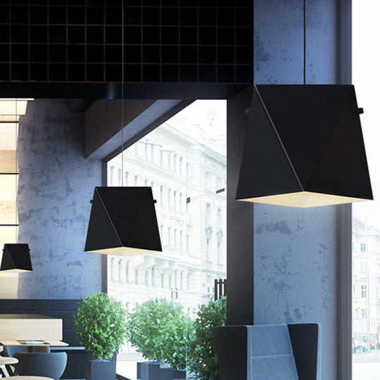 Geometric Pendant Ceiling Light in Macaron Iron, Down Lighting with 1 Bulb - Pink/Black/Blue