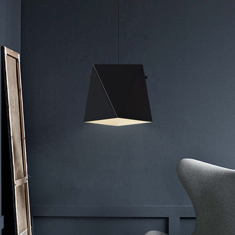 Geometric Pendant Ceiling Light in Macaron Iron, Down Lighting with 1 Bulb - Pink/Black/Blue