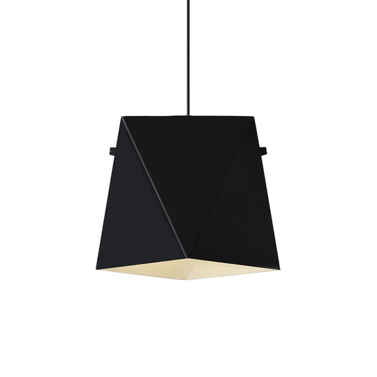 Geometric Pendant Ceiling Light in Macaron Iron, Down Lighting with 1 Bulb - Pink/Black/Blue