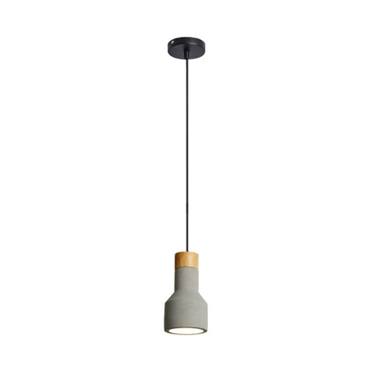 Mini Cement Macaron Pendant Light for Kitchen Bar - Single Green/Grey/Blue with Wood Pendulum