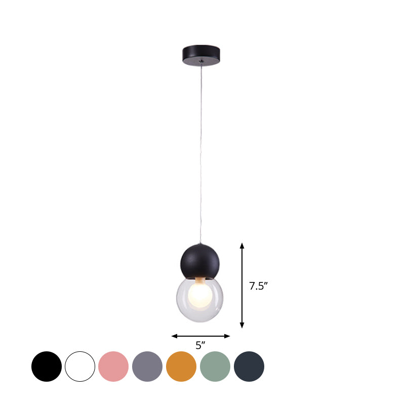 Kids Bedside Pendulum Light - Gourd Shape, Milky Glass, Macaron Ceiling Pendant - Pink/Yellow/Blue