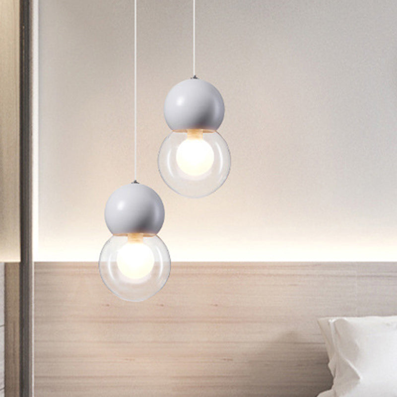 Kids Bedside Pendulum Light - Gourd Shape, Milky Glass, Macaron Ceiling Pendant - Pink/Yellow/Blue