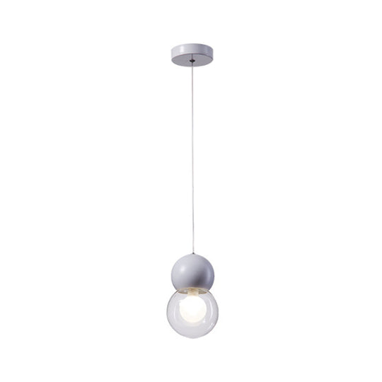 Kids Bedside Pendulum Light - Gourd Shape, Milky Glass, Macaron Ceiling Pendant - Pink/Yellow/Blue