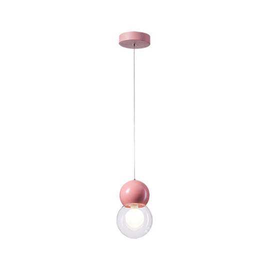 Kids Bedside Pendulum Light - Gourd Shape, Milky Glass, Macaron Ceiling Pendant - Pink/Yellow/Blue