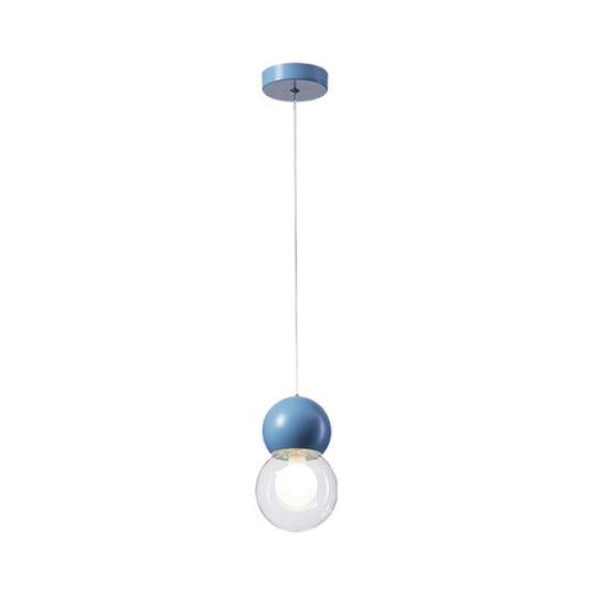 Kids Bedside Pendulum Light - Gourd Shape, Milky Glass, Macaron Ceiling Pendant - Pink/Yellow/Blue