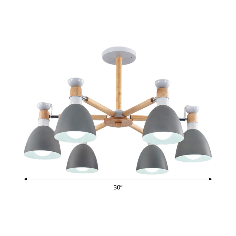 Macaroon Dome Hanging Light Fixture with 6 Bulbs - Elegant Living Room Lamp