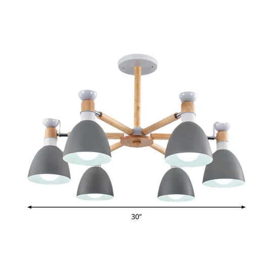 Macaroon Dome Hanging Light Fixture with 6 Bulbs - Elegant Living Room Lamp