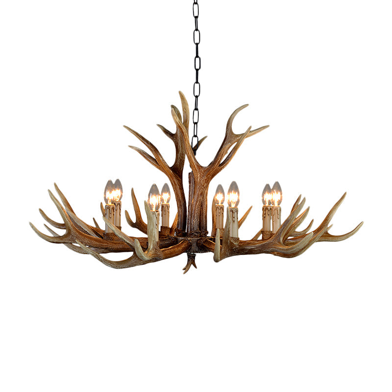 Resin Stag Antler Chandelier Countryside 6/8/10 Lights Restaurant Pendant Lighting Fixture in Brown