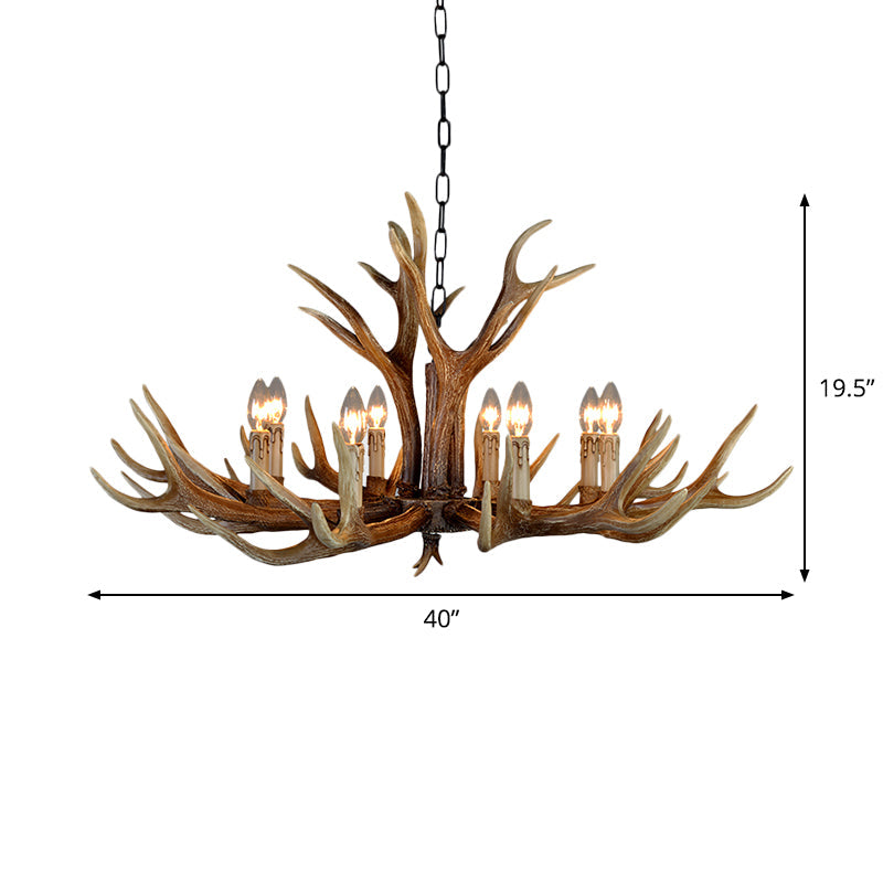 Resin Stag Antler Chandelier Countryside 6/8/10 Lights Restaurant Pendant Lighting Fixture in Brown