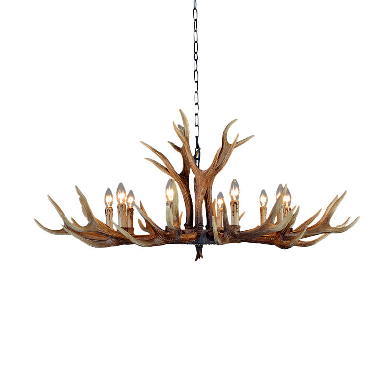 Resin Stag Antler Chandelier Countryside 6/8/10 Lights Restaurant Pendant Lighting Fixture in Brown
