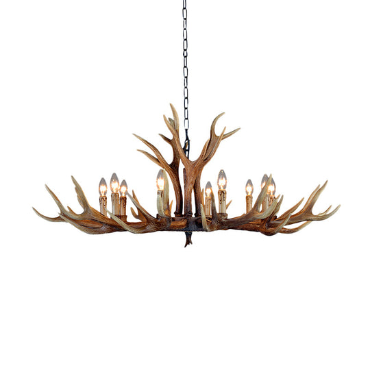 Resin Stag Antler Chandelier Countryside 6/8/10 Lights Restaurant Pendant Lighting Fixture in Brown