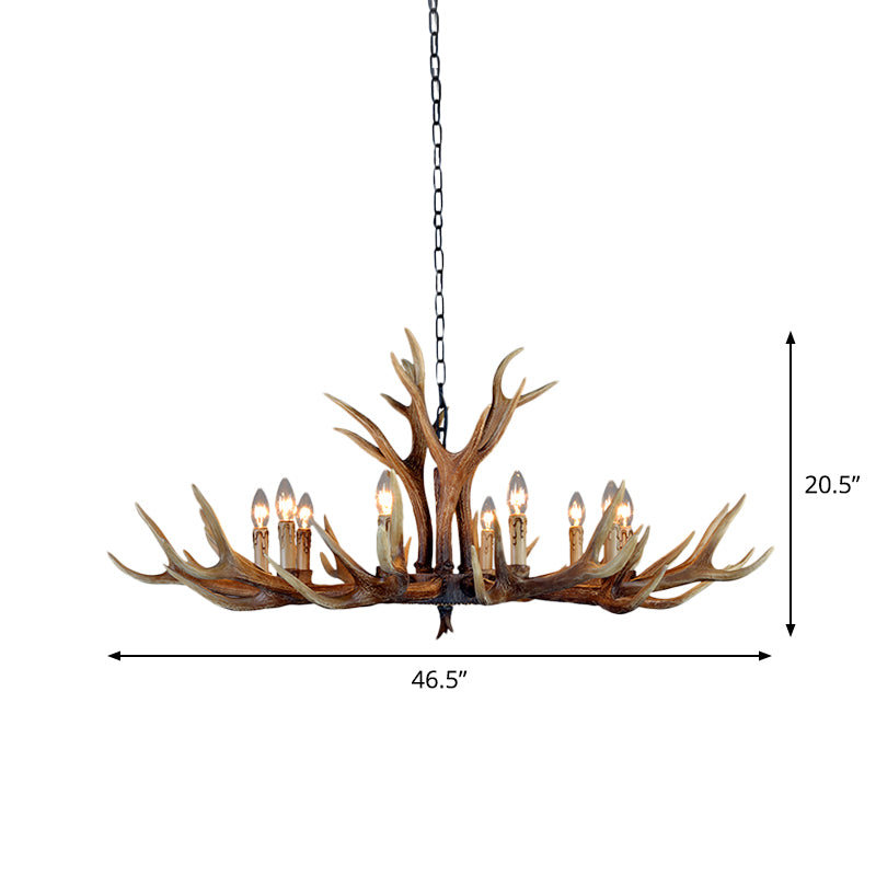 Resin Stag Antler Chandelier Countryside 6/8/10 Lights Restaurant Pendant Lighting Fixture in Brown