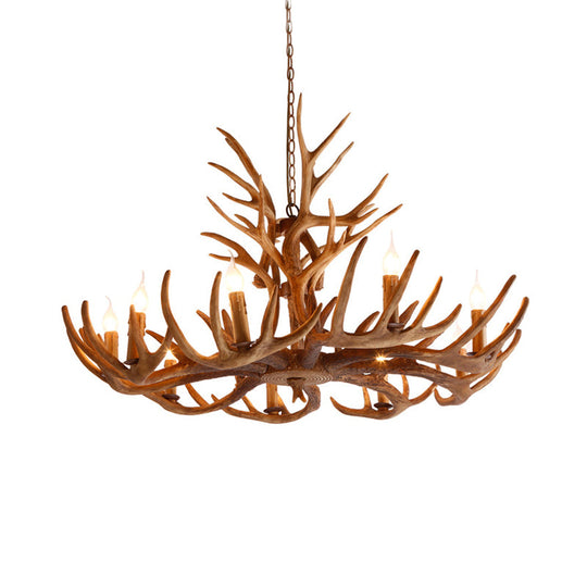 Resin Faux Antler Ceiling Chandelier Countryside 4/6/8 Heads Kitchen Hanging Lamp in Brown