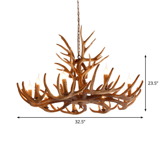 Resin Faux Antler Ceiling Chandelier Countryside 4/6/8 Heads Kitchen Hanging Lamp in Brown