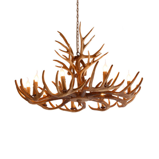 Resin Faux Antler Ceiling Chandelier Countryside 4/6/8 Heads Kitchen Hanging Lamp in Brown
