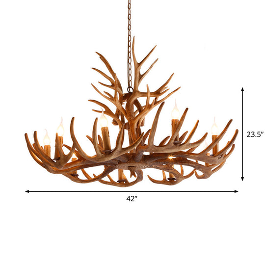 Resin Faux Antler Ceiling Chandelier Countryside 4/6/8 Heads Kitchen Hanging Lamp in Brown