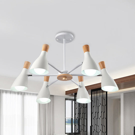 Modern Metal Cone Chandelier - 6 Bulb Hanging Lights for Living Room