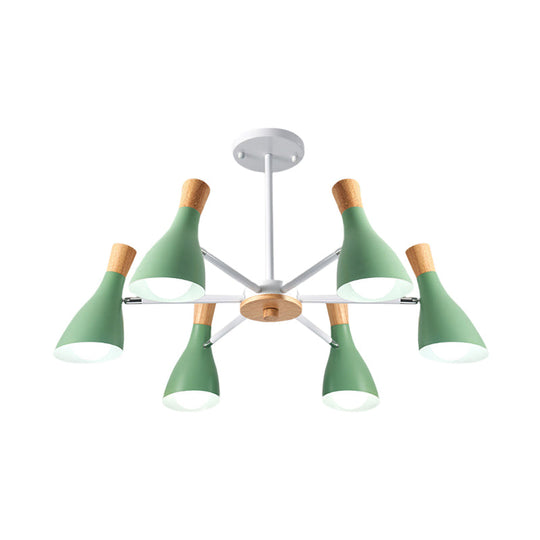Modern Metal Cone Chandelier - 6 Bulb Hanging Lights for Living Room