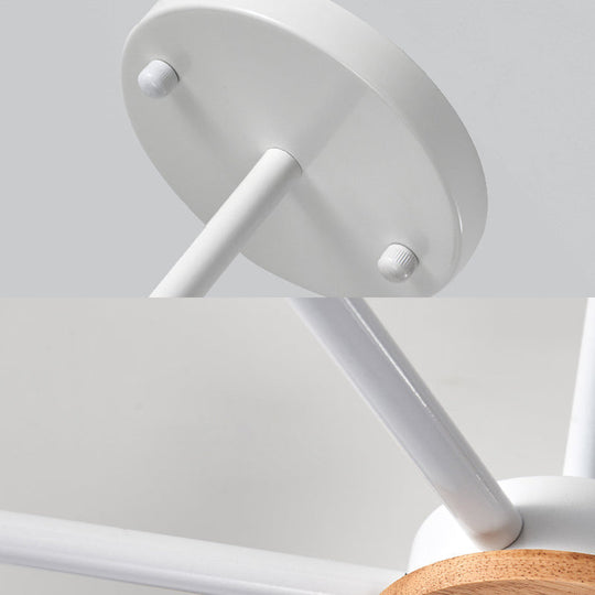 Conical Shade Hanging Chandelier with 8 Bulbs - Simple Style Metal Ceiling Lamp for Living Room