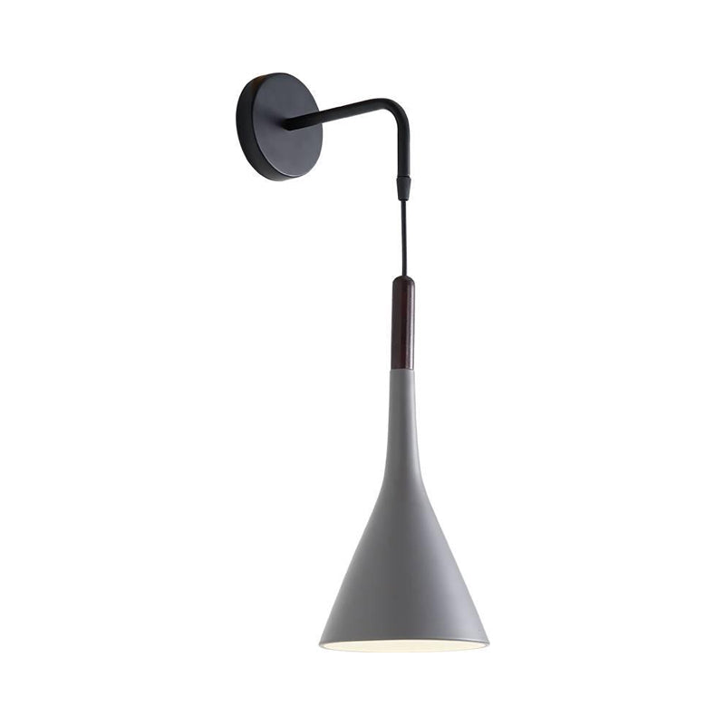 Nordic Iron Wall Mounted Funnel / Bell / Antler Light Fixture in Grey for Bedroom - Warm/White Lighting