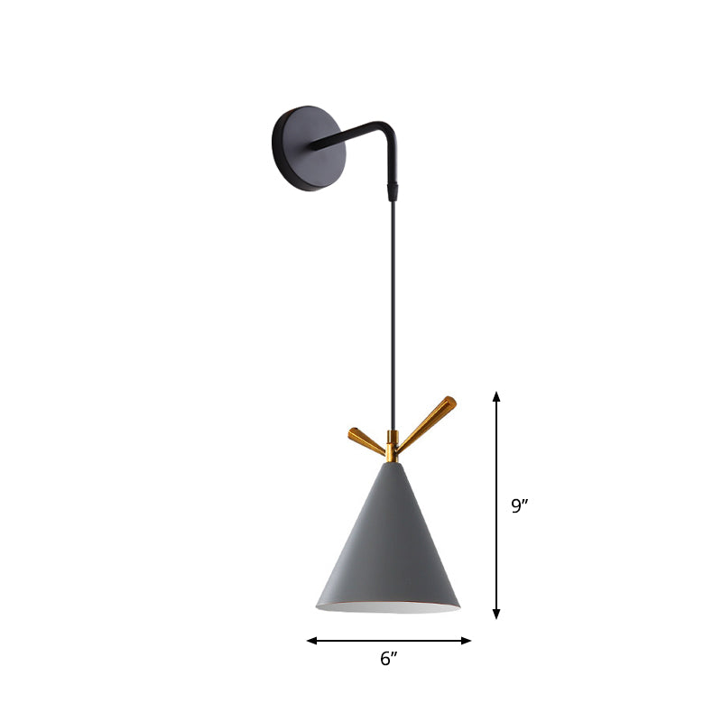 Nordic Iron Wall Mounted Funnel / Bell / Antler Light Fixture in Grey for Bedroom - Warm/White Lighting