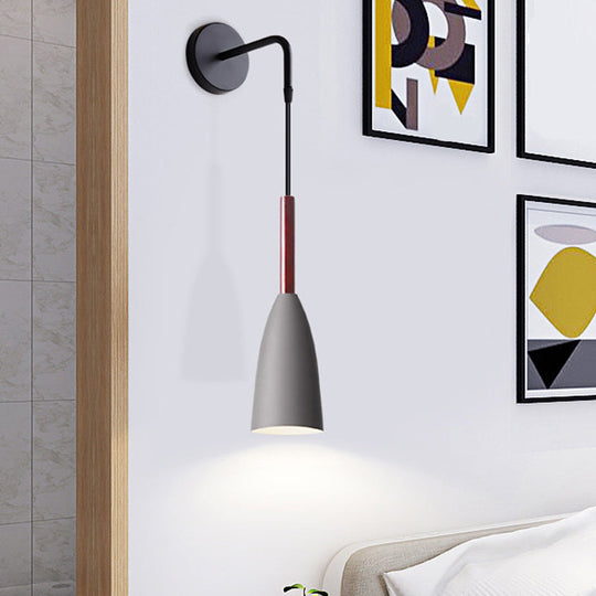 Nordic Iron Wall Mounted Funnel / Bell / Antler Light Fixture in Grey for Bedroom - Warm/White Lighting