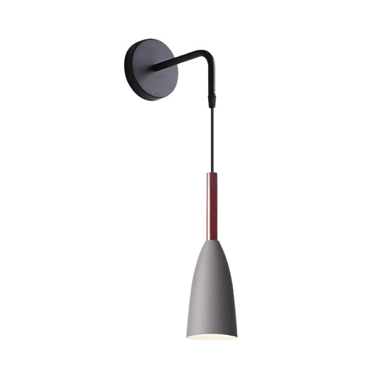 Nordic Iron Wall Mounted Funnel / Bell / Antler Light Fixture in Grey for Bedroom - Warm/White Lighting