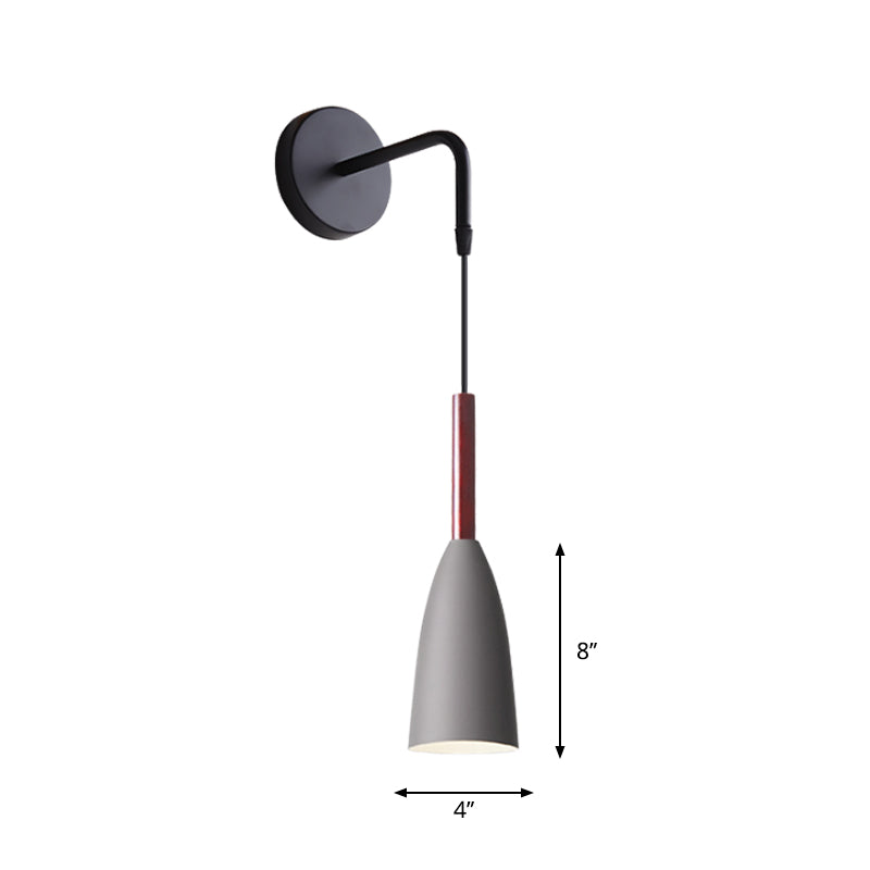 Nordic Iron Wall Mounted Funnel / Bell / Antler Light Fixture in Grey for Bedroom - Warm/White Lighting