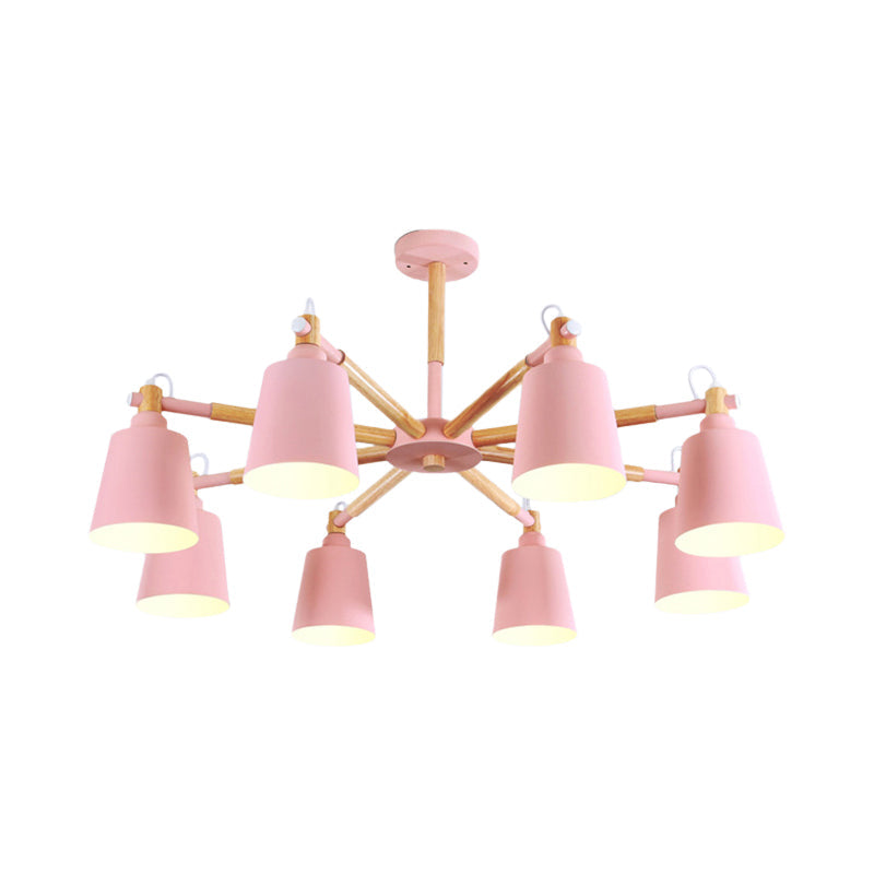 Modern Metal Pendant Lamp with Tapered Shade & 8 Bulbs - Living Room Lighting Fixture