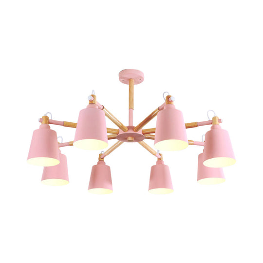 Modern Metal Pendant Lamp with Tapered Shade & 8 Bulbs - Living Room Lighting Fixture