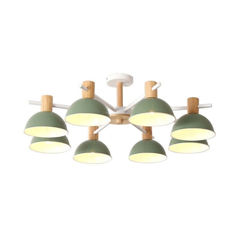Modern Iron 8-Light Macaroon Dome Pendant Chandelier for Living Room