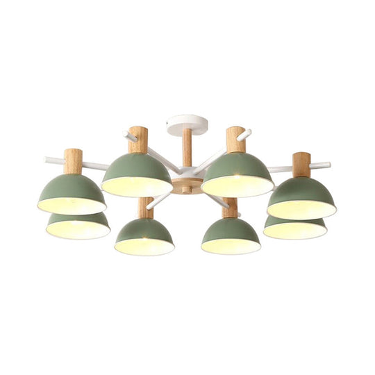 Modern Iron 8-Light Macaroon Dome Pendant Chandelier for Living Room
