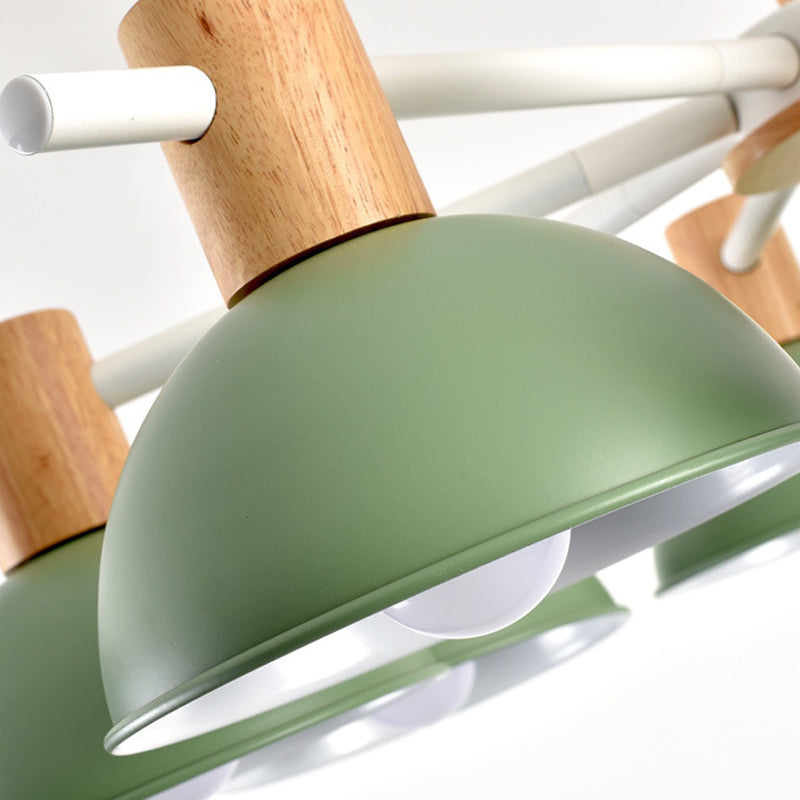 Modern Iron 8-Light Macaroon Dome Pendant Chandelier for Living Room