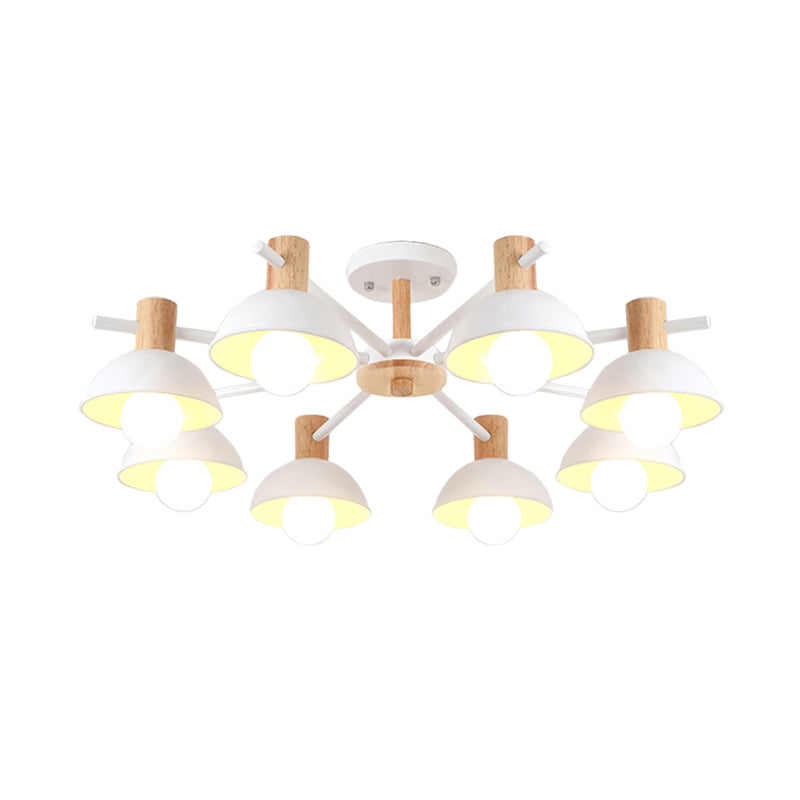 Modern Iron 8-Light Macaroon Dome Pendant Chandelier for Living Room