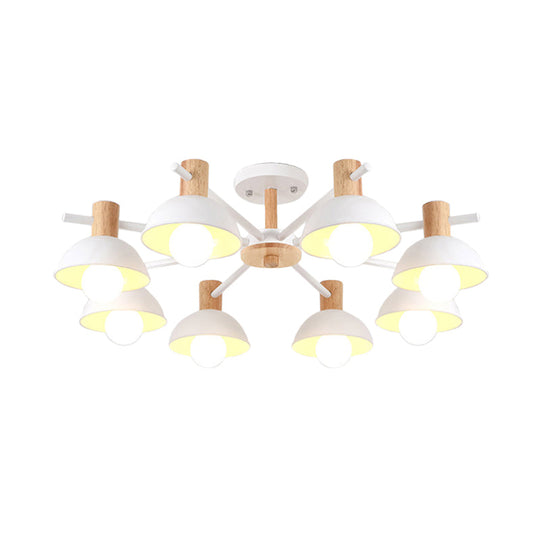 Modern Iron 8-Light Macaroon Dome Pendant Chandelier for Living Room