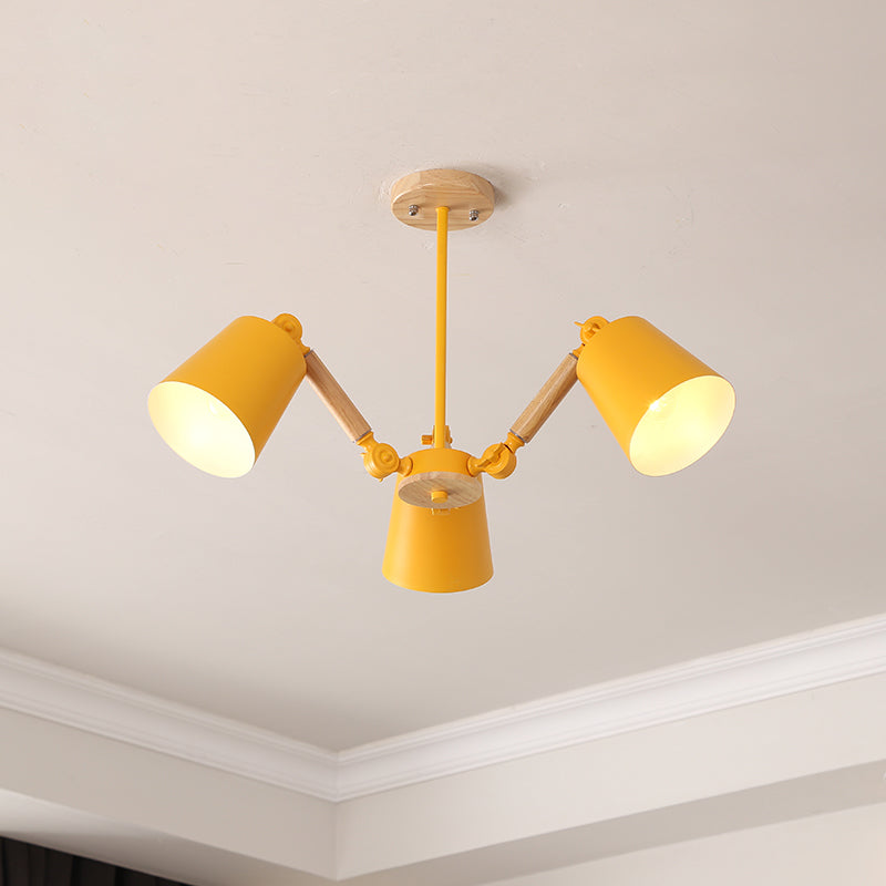 Macaron Wood Ceiling Light: Stylish Bedroom Chandelier for Girls with Adjustable Arm