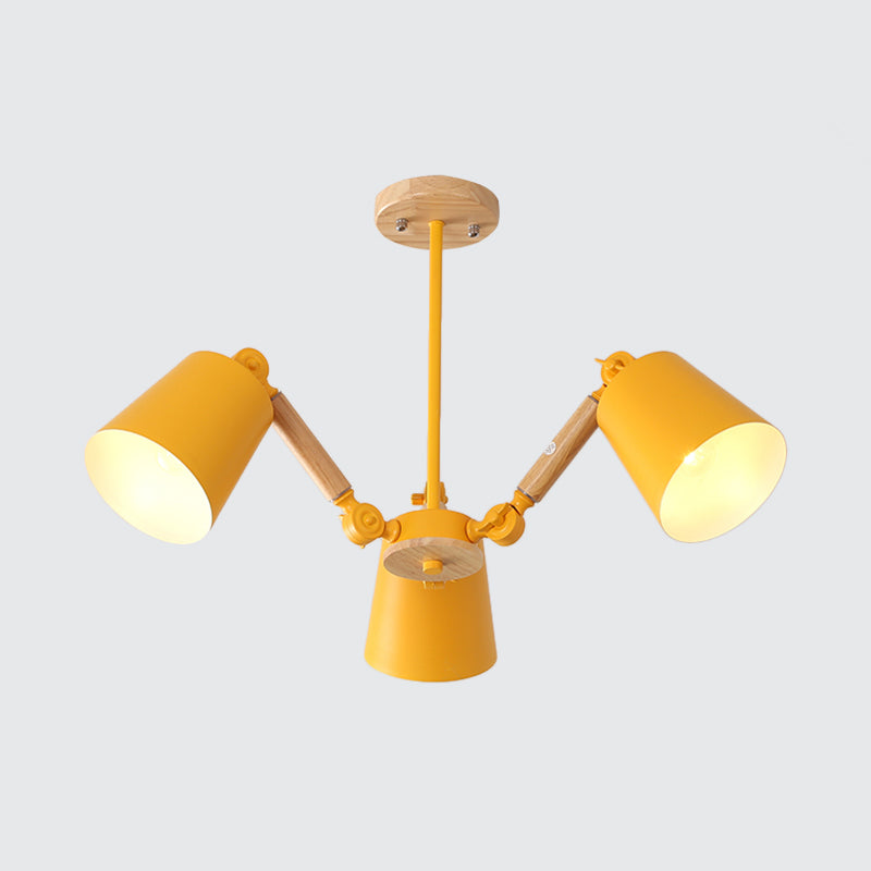 Macaron Wood Ceiling Light: Stylish Bedroom Chandelier for Girls with Adjustable Arm