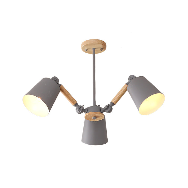 Macaron Wood Ceiling Light: Stylish Bedroom Chandelier for Girls with Adjustable Arm