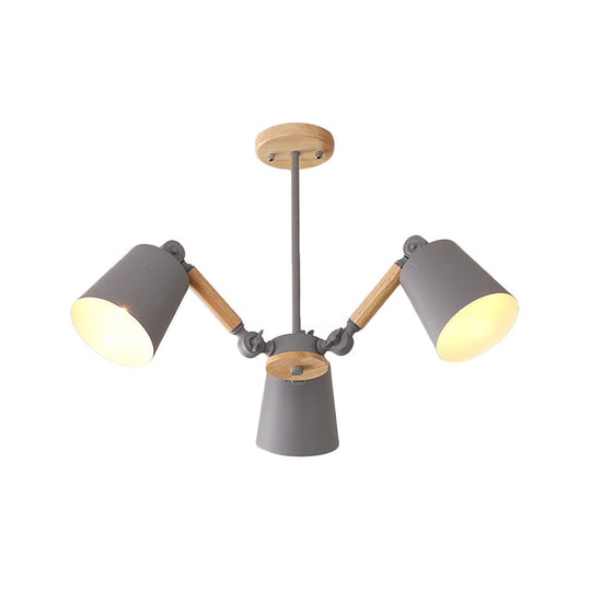 Macaron Wood Ceiling Light: Stylish Bedroom Chandelier for Girls with Adjustable Arm