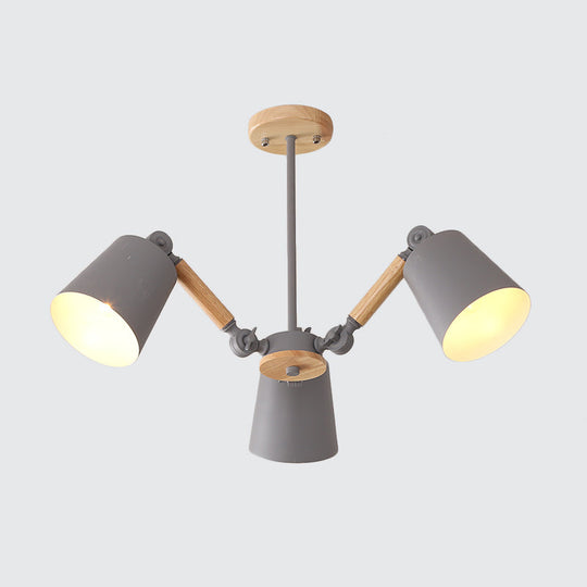 Macaron Wood Ceiling Light: Stylish Bedroom Chandelier for Girls with Adjustable Arm